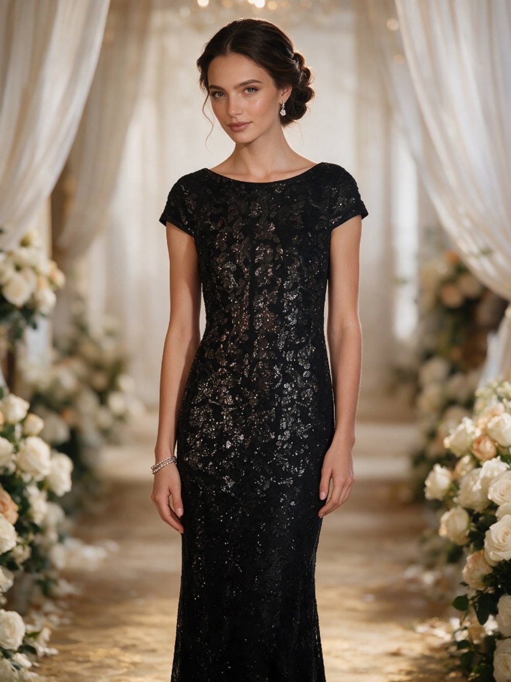 Calvin Klien Black Sequin Gown